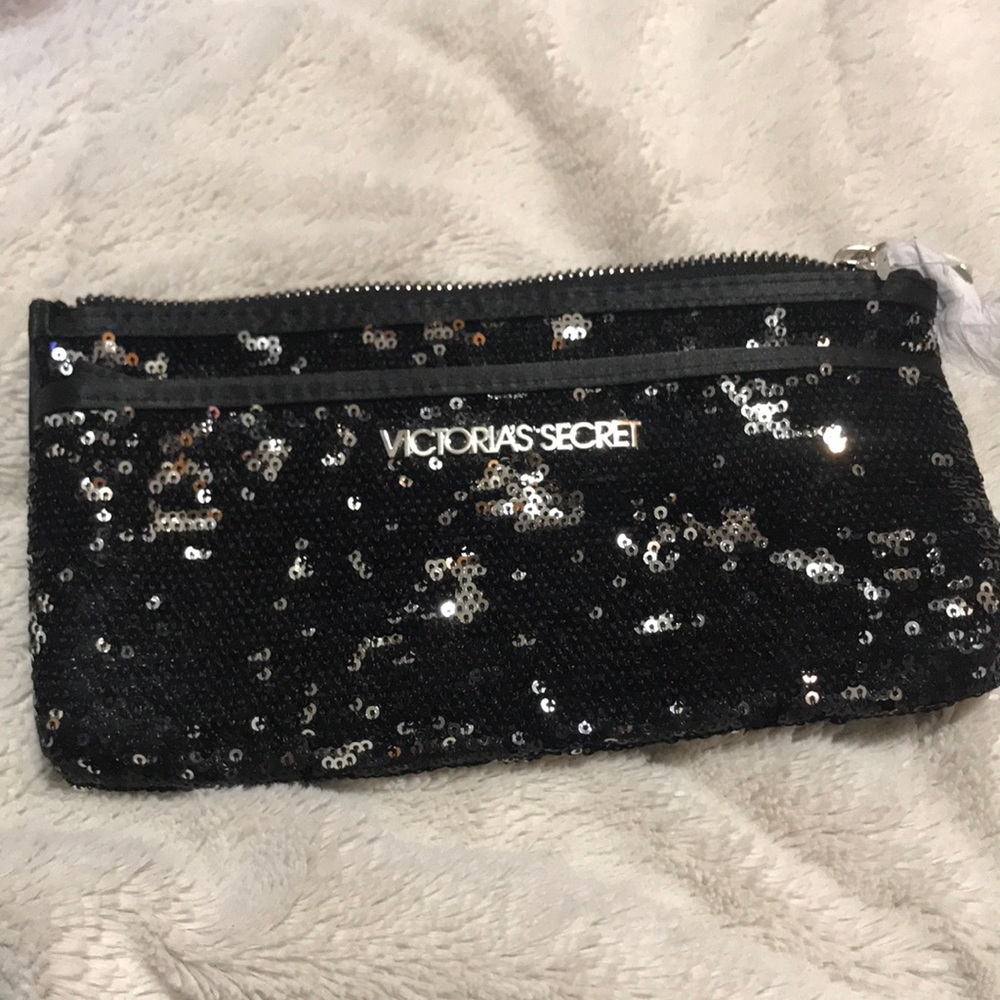 NWT black sequence Victorias Secret clutch bag